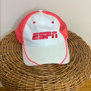 ESPN | Sports White & Pink Mesh Adjustable Hat | Female Sports Feminine Girly